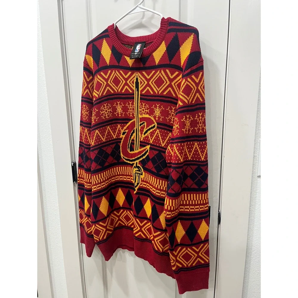 Cleveland‎ Cavaliers NBA Ugly Sweater 2X Large Red Gold Blue Knit